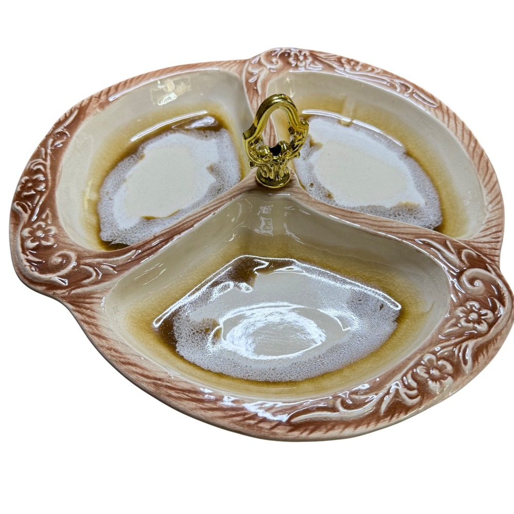 Vintage Marcia Ceramics Divided Serving Dish Candy Nut Relish Tray Vintage